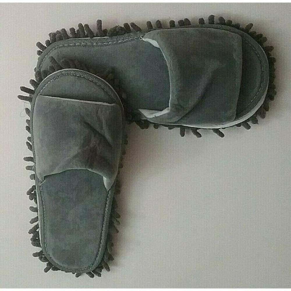 Women's Slip On Cozy Gray Slippers With Furry Fluf